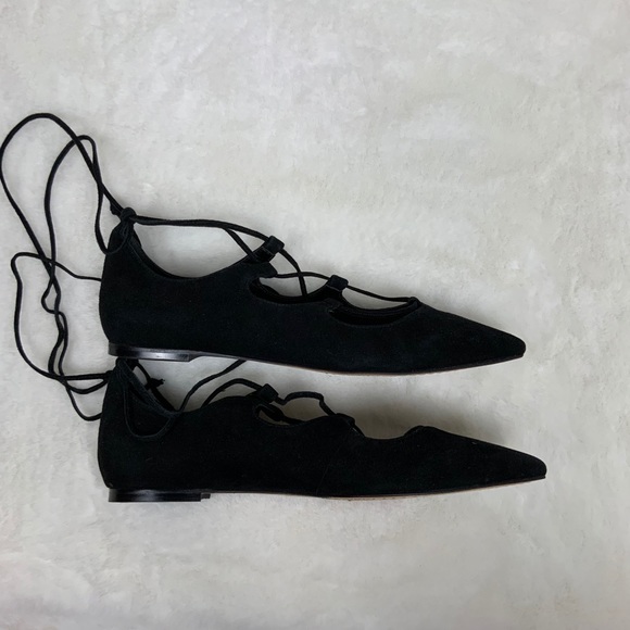 Vince Camuto Black Suede Emmari Pointed Toe Flats - Picture 3 of 7